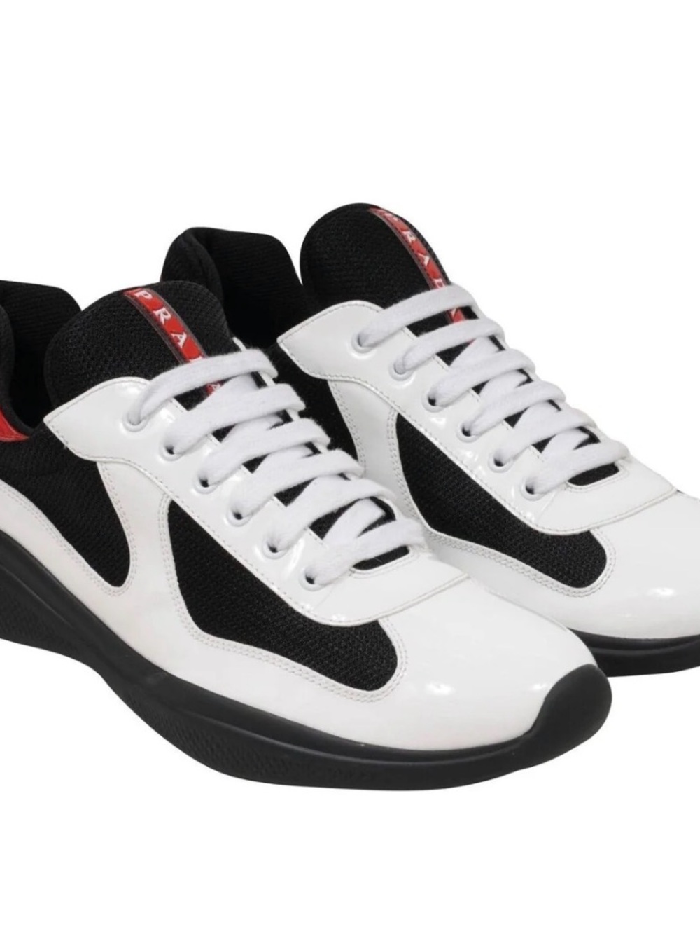 Prada Men’s White, Black & Red Low-Top Lace-Up Sneakers
